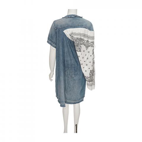 Sell Sacai Bandana Short Sleeve Denim Dress - Black/Blue